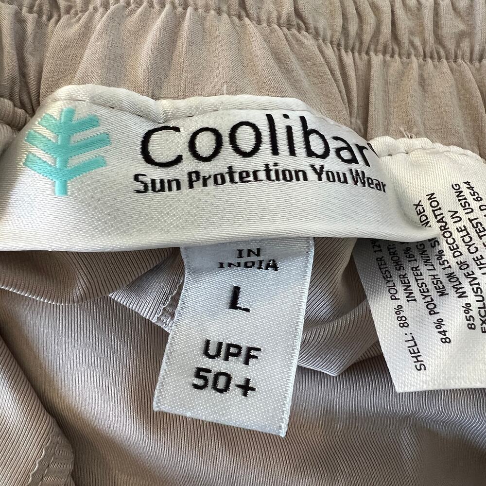 Coolibar Skort Size L Khaki Tan Mendocino Travel UPF 50+ Sun Protection Pockets - Picture 12 of 14